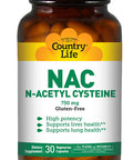 Country Life N-Acetyl Cysteine 750 Mg 30 Vegicaps