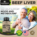 Wholesome Wellness Grass Fed Desiccated Beef Liver Capsules (180 Pills, 750mg Each) - Natural Iron, Vitamin A, B12 for Energy - Humanely Pasture Raised Undefatted in New Zealand Without Hormones or Chemicals