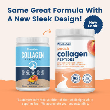 NativePath Collagen Peptides - Hydrolyzed Type 1 & 3 Collagen. Keto & Paleo Grass-Fed Protein Powder for Hair Skin Nails Bones Joints Digestion and More - No Gluten or Dairy (Peach 226g)