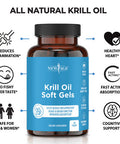 Antarctic Krill Oil 1000mg with Astaxanthin - 2 Pack - 120 Caps Omega 3 6 9 - EPA DHA - 100% Purified, Mercury Free and Wild Caught - Non GMO - Gluten Free - Pure Krill Oil by New Age