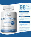 Fleamart Click to see full view Glutathione Supplement 98%+ Highly Purified and Bioavailable Skin Care & Detoxification L Glutathione 1000mg Immune & Liver Support Made in The USA 60 Capsules