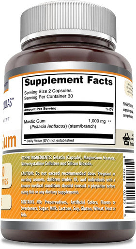 Amazing Nutrition Formulas Mastic Gum Supplement 1000 mg Per Serving 60 Capsules | Non-GMO | Gluten | Made in USA