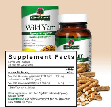 Nature'S Answer Wild Yam Root 60-Capsules | Menopause Support | Supports Female Hormonal Balance | Gluten Non-GMO Vegan No Preservatives or Artificial Flavors | Single Count