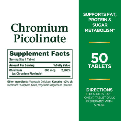 Nature's Bounty Mega Chromium Picolinate 800 Mcg Tablets 50 Ea