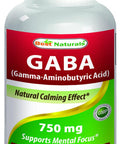 Best Naturals GABA Supplement 750mg 180 Veggie Capsules Naturals Sleep Aid
