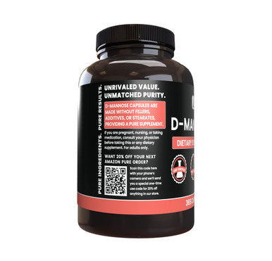 PURE ORIGINAL INGREDIENTS D-Mannose (365 Capsules) No Magnesium Or Rice Fillers, Always Pure, Lab Verified