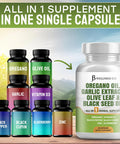 Jb Wellness Oregano Oil 6000Mg Garlic Extract 4000Mg Olive Leaf 3000Mg With Astragalus - Immune Support & Digestive Health Supplement For Women And Men - 60 Count