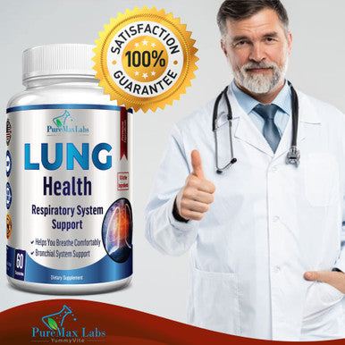 YUMMYVITE Lung Support Supplement, Lung Cleanse & Lung Detox Formula, Lung Health Support For Clear Lungs, Comfortable Breathing, Bronchial Health, 60 Capsules