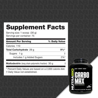 Nutrabio CarboMax Maltodextrin - Complex Carbohydrate Powder for Sustained Energy - Calorie Rich for Muscle and Weight Gain - Unflavored - 5 Pounds 75 Servings