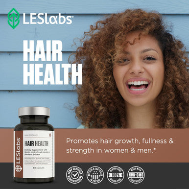 Les Labs Hair Health Hair Growth & Nails Supplement Improved Thickness Strength & Fullness Keratin Biotin Pumpkin Seed & MSM 60 Capsules