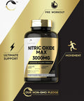 Carlyle Nitric Oxide Supplement 3000mg | 120 Capsules | Pre Workout with L-Arginine & L-Citrulline | Non-GMO Gluten
