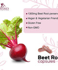 Nature's Nutrition Beet Root Capsules 1300mg Per Serving Natural Beetroot Powder Extract USA Bottled Vegan Herbal Nitrate Supplement Nitric Oxide Supports Natural Endurance and Energy NonGMO 60 Capsules