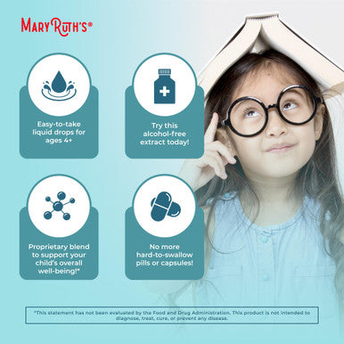 MaryRuth Organics Kids Brain Supplements for Memory and Focus and Attention 30 ML