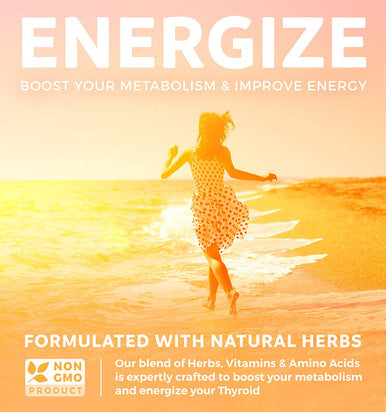 Thyroid Support with Iodine 120 Capsules NonGMO Improve Your Energy Increase Metabolism Ashwagandha Root Zinc Selenium Vitamin B12 Complex Thyroid Health Supplement 60 Day Supply