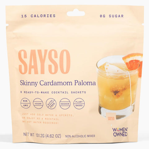 SAYSO Variety Pack | Skinny Mix: Spicy Margarita, Cardamom Paloma, Hibiscus Cosmopolitan & Honey Rosemary Moscow Mule - Craft Cocktail & Mocktail Mixers (Low-Calorie & Low Sugar), 8-Pack Assorted