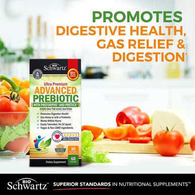 Prebiotics for Advanced Gut Health Immune System Booster Dietary Fiber Fuels Good Bacteria Growth to Promote Digestive Health Gas Relief Digestion Probiotics Support for Men Women 60ct