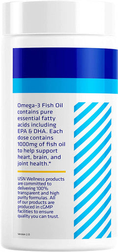 USN Supplements Vibrance Series Omega-3 Fish Oil 1000mg (180 EPA / 120 DHA), 90 Count