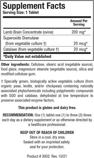 Biotics Research Cytozyme B Supports Brain Health. Raw Lamb Brain. Improves Memory. Supports Mental Clarity and Acuity. Potent Antioxidant Activity SOD Catalase 60 Tablets