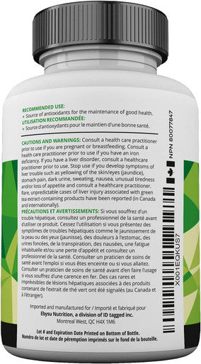 EBYSU Green Tea Extract with EGCG Antioxidant Supplement 500mg Capsules - 120 Day Supply