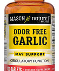 Mason Natural Garlic 200 mg Odor Free Allium Sativum Supplement - Supports Healthy Circulatory Function, 100 Tablets