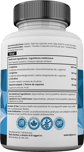 EBYSU L-Arginine Supplement 120 Pills Amino Acid Capsules Workout Supplement