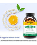 Country Life Time Release Vitamin C With Rose Hips Supports Immune Health 1 000Mg 250 Tablets Certified Gluten Free Certified Vegan