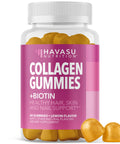 Havasu Nutrition Collagen Gummies For Women And Men With 2500Mcg Biotin Zinc Vitamin C & E - Hydrolyzed Collagen Gummies For Hair Skin & Nail Support - Biotin And Collagen Gummies - Lemon Flavor 30 Servings