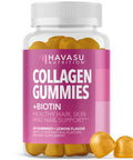 Havasu Nutrition Collagen Gummies For Women And Men With 2500Mcg Biotin Zinc Vitamin C & E - Hydrolyzed Collagen Gummies For Hair Skin & Nail Support - Biotin And Collagen Gummies - Lemon Flavor 30 Servings