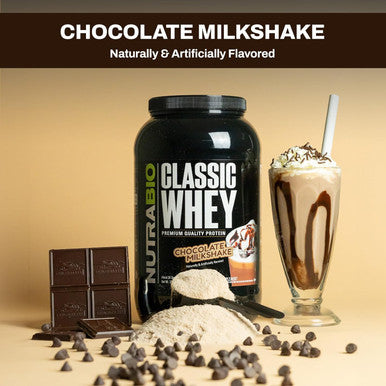 Nutrabio Classic Whey Protein Powder- Full-Spectrum Amino Acid Profile - No Fillers Artificial Colors Preservatives - Low Glycemic Index - Chocolate Milkshake 5 Pounds