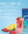 UltraCalm Super Cortisol Drink with Magnesium Glycinate Ashwagandha LTheanine Vitamin D3 Magnesium Powder for Sleep and Stress Relief Raspberry Lemonade (30 Servings)