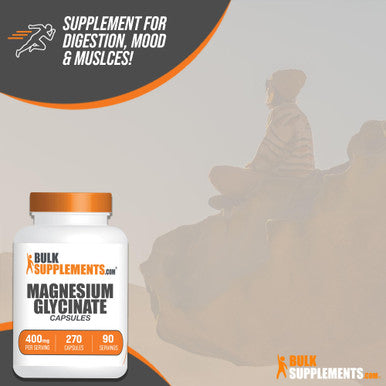 Bulksupplements.Com Magnesium Glycinate Capsules - Magnesium Bisglycinate Capsules, Magnesium Supplement, Magnesium Glycinate 400Mg - 3 Capsules Per Serving, 90-Day Supply, 270 Capsules