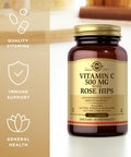 Solgar Vitamin C 500 Mg With Rose Hips - 100 Tablets - Antioxidant & Immune Support - Non-Gmo Vegan Gluten Free Dairy Free Kosher - 100 Servings