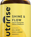NutriRise Vitamin K2 + D3 Supplement with Calcium & BioPerine - Shine & Flow - 120ct - 5000 IU: Gluten-Free, Immune & Energy Support, Vegetarian Capsules to Promote Bone Health & Joint Comfort