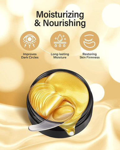 Komoko 30-Pairs 24K Gold Under Eye Patches Skin Care Golden Under Eye Mask Anti-Aging Collagen & Amino Acid Eye Mask For Removing Dark Circles Puffiness And Wrinkles Refresh Your Under Eye Skin