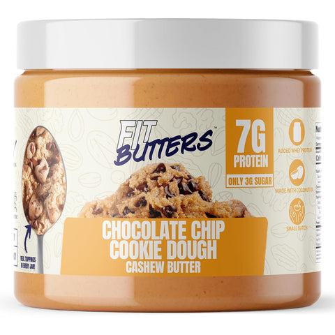 Fit Butters Birthday Cake Cashew Almond Butter Spread - Added Protein and Coconut Oil, Low Carb, Low Sugar, Gluten Free, Complete Protein Dessert Flavored Nut Butter