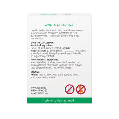 A. Vogel Venaforce Extra Horse Chestnut Tablets - Relieve Symptoms of Varicose Veins and Hemorrhoids - Gastro-Resistant Coating - 1 Month Supply - 30 Tablets
