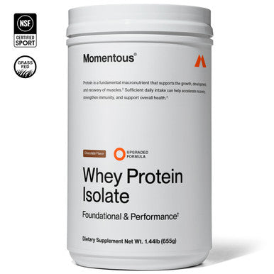 Momentous Essential Grass Fed Whey Protein Powder 20G Whey Isolate Protein Nsf Certified Gluten Free 24 Servings For Essential Everyday Use Chocolate Package May Vary
