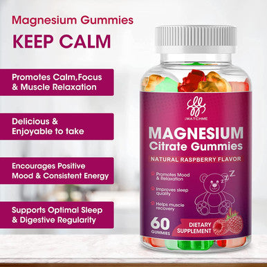 Magnesium Citrate Gummies for Adults and Kids, Promotes Healthy Relaxation, Muscle, Bone & Energy Support, Natural Flavor Gummy Supplement, Gluten Free Vegetarian GMO-Free Chewable (2 Pack)
