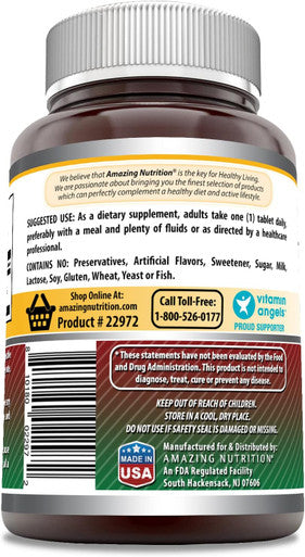 Amazing Nutrition Formulas Iron as Ferrous Sulfate Supplement | 65 Mg | 240 Tablets | Non-GMO | Gluten | Made in USA
