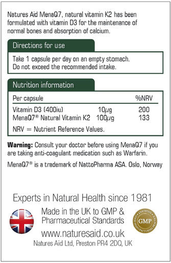Natures Aid Vitamin K2 Capsules - Pack of 30