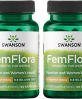Swanson FemFlora - Feminine Probiotic Supplement - Probiotics for Women - Supporting Flora of The Mouth GI Tract and Vagina - 9 Billion CFU Per Capsule - (60 Capsules) (2 Pack)