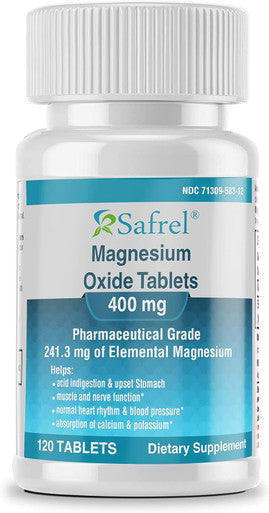 Safrel Safrel Magnesium 400Mg [High Potency] Supplement Ã¢â‚¬â€œ Magnesium Oxide For Immune Support, Muscle Recovery, Leg Cramps, Relaxation - 120 Tablets