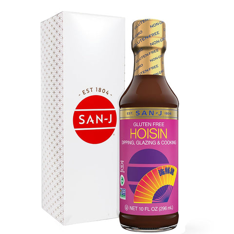 San-J - Spice of Life Variety Pack- Teriyaki, Orange Sauce, Szechuan, Thai Peanut - All Gluten Free Cooking Sauces - Non-GMO - 10 oz. Bottles - 4 Pack