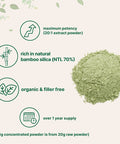 Organic Bamboo Extract Powder 8 Ounce 1 Year Supply Rich in Silica and Minerals Supports Healthy Skin Nail Hair Joints and Bones NonGMO and Vegan Friendly