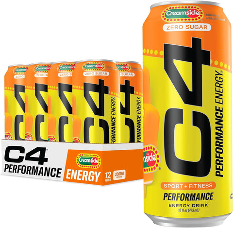 Cellucor C4 Performance Energy Drink | Strawberry Blast | Zero Sugar Carbonated Preworkout Energy | 200mg Caffeine with Beta Alanine | 16 Fl Oz (12 Pack)