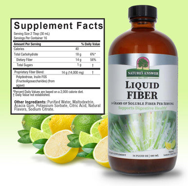 Nature'S Answer Fiber Drink 16oz Liquid | Lemon Lime Flavored | Supports Digestion | Gluten- Non-GMO Vegan No Artificial Flavors or Preservatives | Single Count