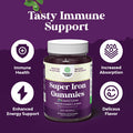 Extra Strength Iron Gummies For Women And Men - Potent 45Mg Per Serving Chewable Iron Supplement For Women And Men With Vitamin C For Higher Absorption - Vegan Daily Iron Gummy No Artificial Flavors