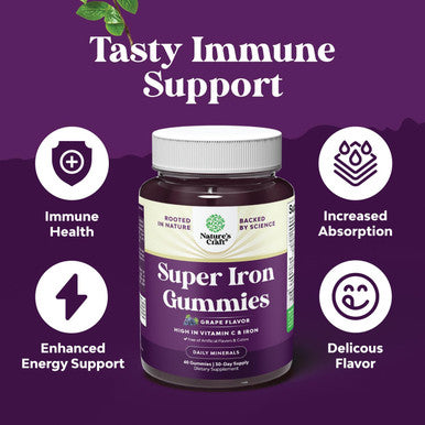 Extra Strength Iron Gummies For Women And Men - Potent 45Mg Per Serving Chewable Iron Supplement For Women And Men With Vitamin C For Higher Absorption - Vegan Daily Iron Gummy No Artificial Flavors