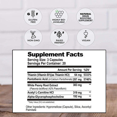 Acetylcholine Brain Food With Alpha Gpc Choline - Helps Clears Brain Fog, Improves Mental Drive & Mood - Gpc Supplement & Focus Supplement For Faster Thinking & Clear Brain (60Ct) By Natural Stacks