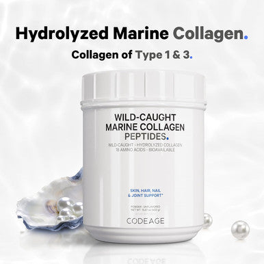 Codeage Marine Collagen Powder - Wild-Caught Hydrolyzed Fish Collagen Peptides - Type 1 & 3 Collagen Protein Supplement - Amino Acids for Skin Hair Nails - Paleo Friendly Non-GMO 15.87 Ounces